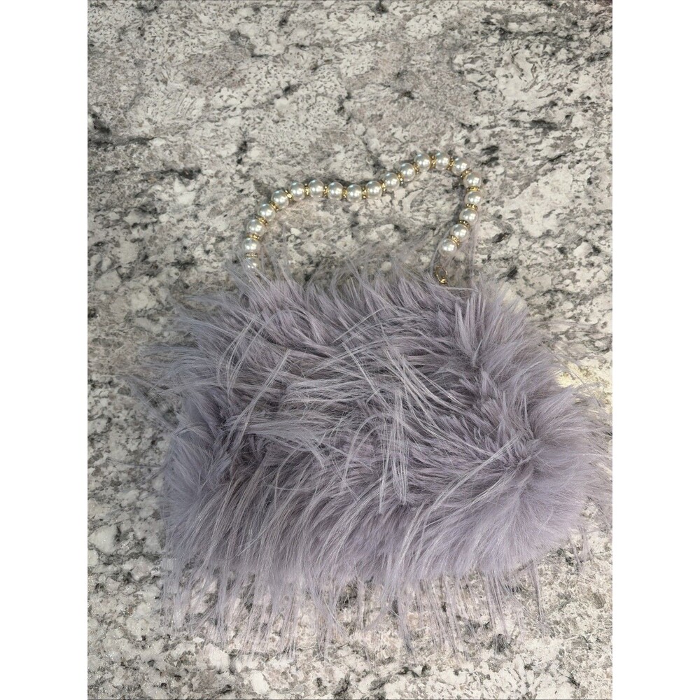 Lavender Feather Clutch Unbranded With Faux Pearl Handle